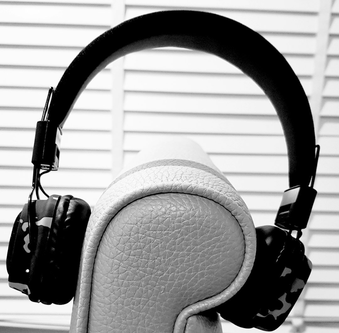 Professional headphones on a studio desk