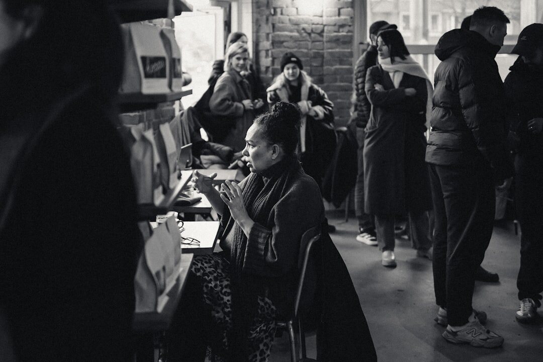 community gathering listening to radio